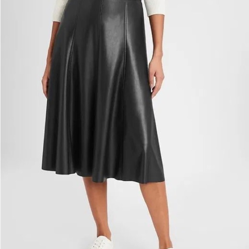 Banana Republic Vegan Black Leather Skirt